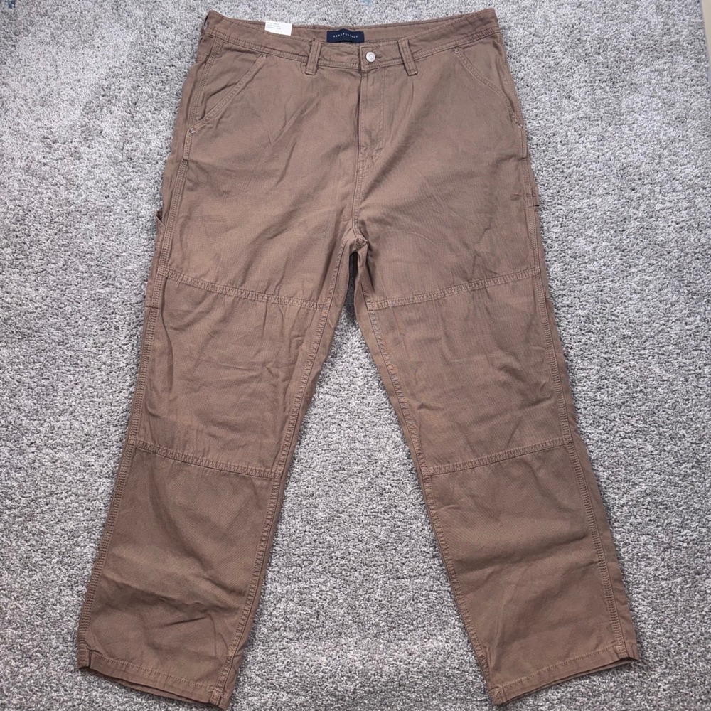 Aeropostale Carpenter Pant Mens Straight Leg Canvas Brown XL NEW - Picture 2 of 11